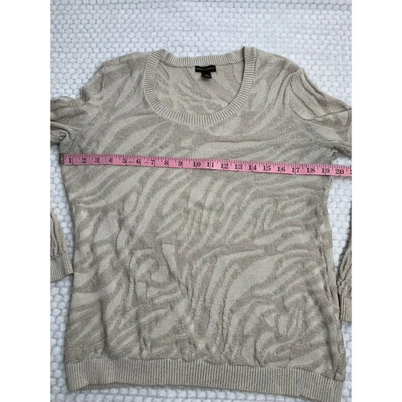 DANA BUCHMAN Textured Zebra Sparkle Print Crew MED - Picture 3 of 5
